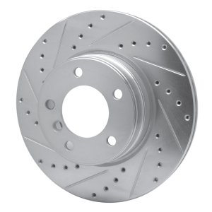 BMW 525I Brake Rotor (1) - Front Left - R1 Concepts - Drilled & Slotted - Silver - `04-`10